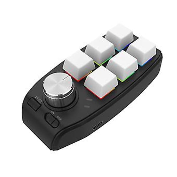Tilpasset programmeringsmakroknapp-tastatur 6 taster 1 knapp Kopier lim inn USB RGB (Hvit Bluetooth)