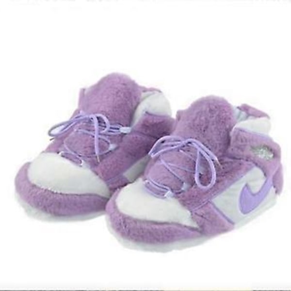 Plushtofflor som sneakers - Kreativt inslag, fluffiga, varma vintertofflor för avslappnad vardagsbruk (Lilaälskare)