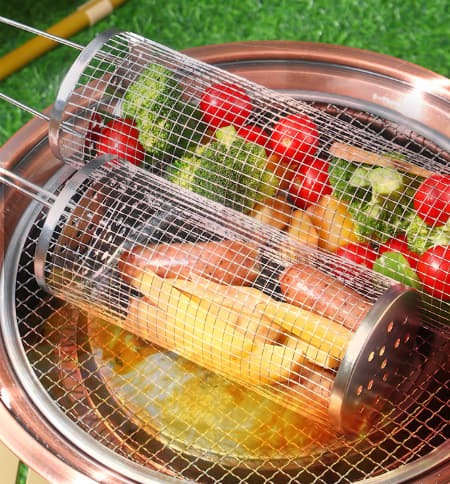 Utendørs grill roterende ramme, 360° sirkulær roterende netting for grilling - Liten Small
