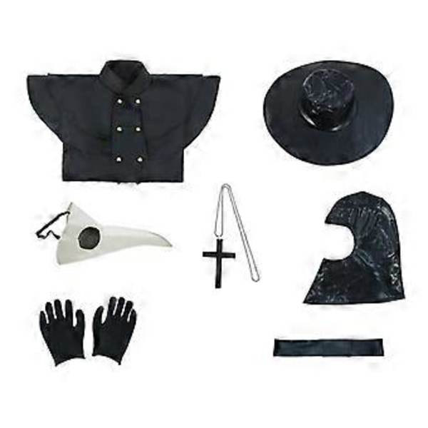 Halloween Medeltida Punk Pestens Läkare Fågelman Cosplay Robe Karneval Party Kostym (M Vuxen)