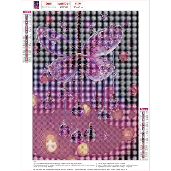 5D Diamantmålning Vuxen, 30x40cm Kristallfjäril Diamantmålning
