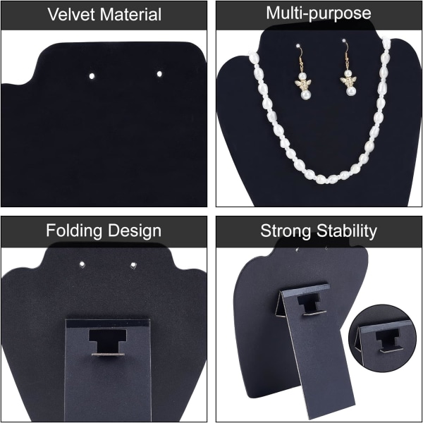 2-pack svart sammets smyckeshalsband örhänge display stativ, 8,3\" höjd 3D modell smyckesdisplay stativ