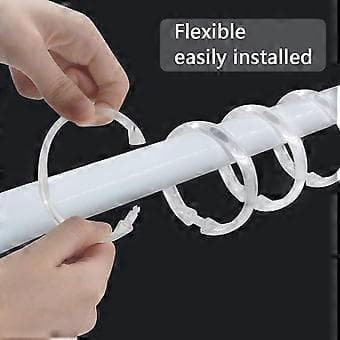 Duschdraperiringar - 12-pack - Plastduschdraperikrokar O-formade ringar glider lätt på duschstången (Klar)