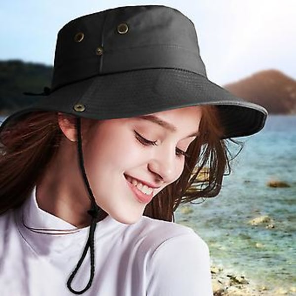 Bredskygget Solhat Åndbar Bucket Hat Sommer Fiskeri UV Beskyttelse Mænd Kvinder (Khaki)