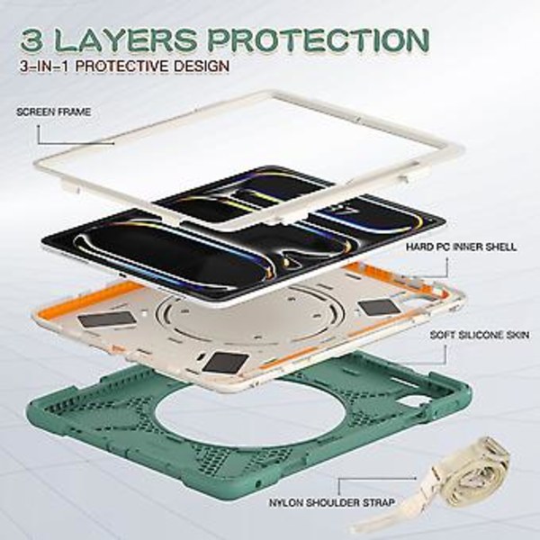 Silikon PC Tablet Etui til iPad Pro 13 2024 (Smaragdgrøn)
