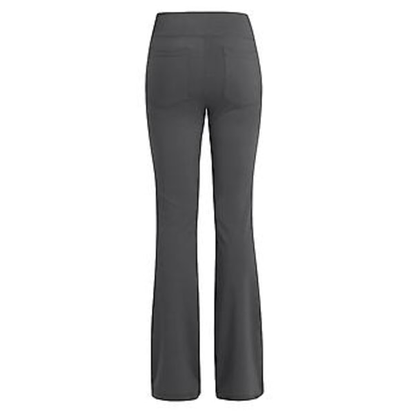 Damernas Högmidjade Flared Byxor Bell Bottom Yogabyxor Med Fickor Plus Size (M Grå)