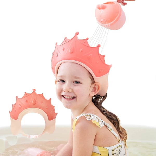 (Pink)Baby Shower Hat, til børn i alderen 0 til 9 år, Justerbar Visir Badehætter Beskytter børn