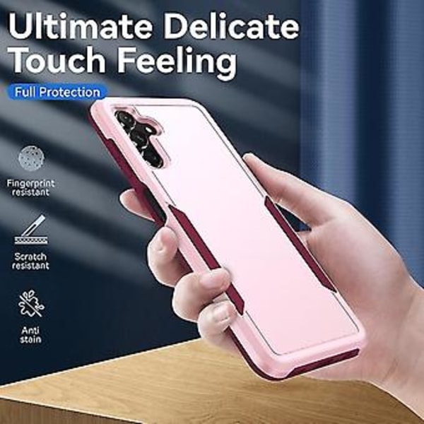 Samsung Galaxy A13 5g:lle Pioneer Armor - Kestävä Puhelin Kotelo (PC + TPU) (Vaaleanpunainen)