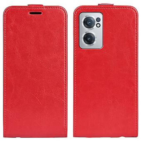 R64 Vertikal Lommeveske i Lær for OnePlus Nord CE 2 5G (Rød)