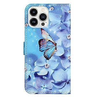 Wallet Case til iPhone 15 Pro Max i PU Læder med 3D Mønsterprint og Stativ (Stil H)