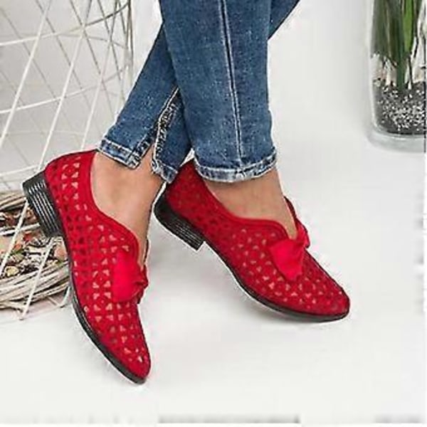 Bowtie Flats Forårssko til Kvinder, Lædersko (37 Rød)