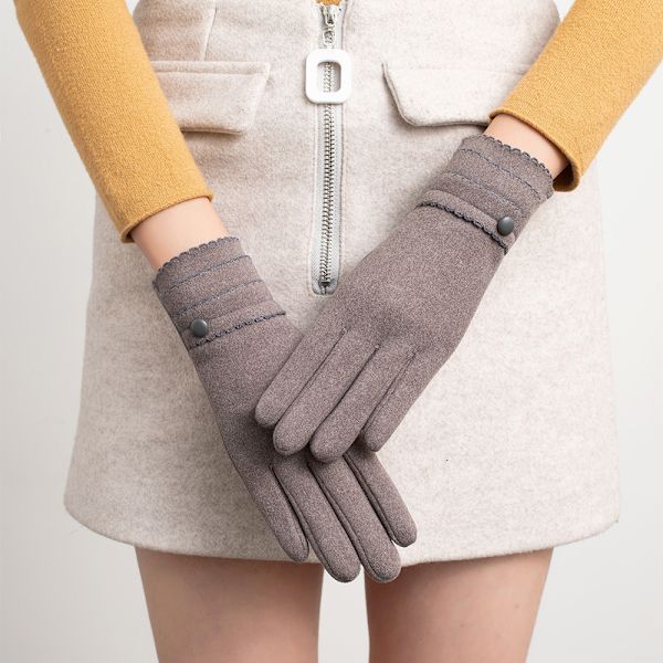 Lyseblå vinterhandsker til kvinder og piger, varme touch screen-handsker