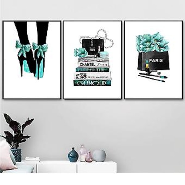 Wekity Kvinde Kærlighed 1 Væghængt Canvas Print Poster, Enkel Mode Akvarel Kunstmaleri Dekoration til Hjemmet Stue Soveværelse Kontor og Børneværelse