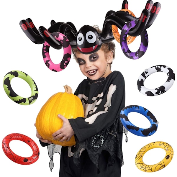 Halloween Ring Toss Spelset, Uppblåsbara Spindlar Häxhatt Ring
