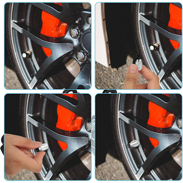 4 stk. Aluminium Auto Ventilhætte, Heavy Duty Håndgranat Stil Ventil