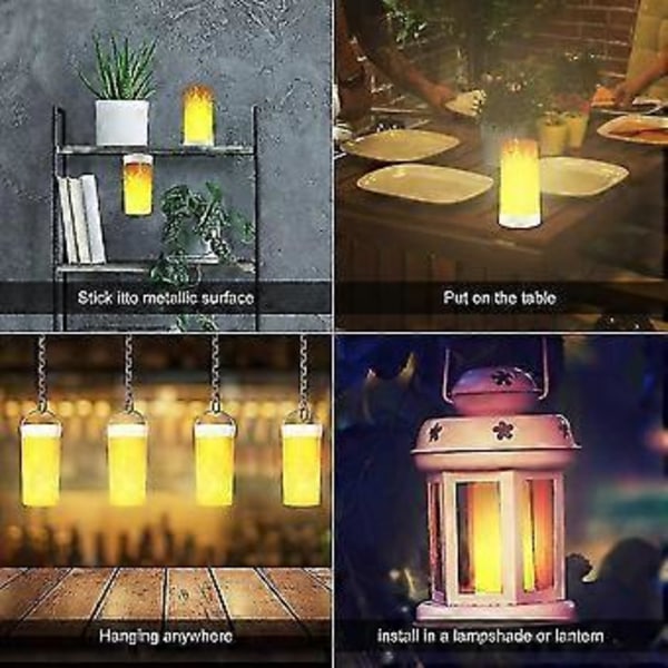 LED Natlampe LED Koldt Lys med Fjernbetjening USB Genopladelig, Blinkende LED Flammeeffekt