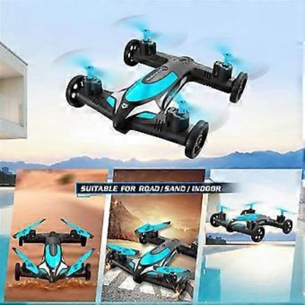 Rc Land-air Mini Drone Flyvemaskine Dual-mode Fire-akset Fjernbetjeningsfly (Blå)
