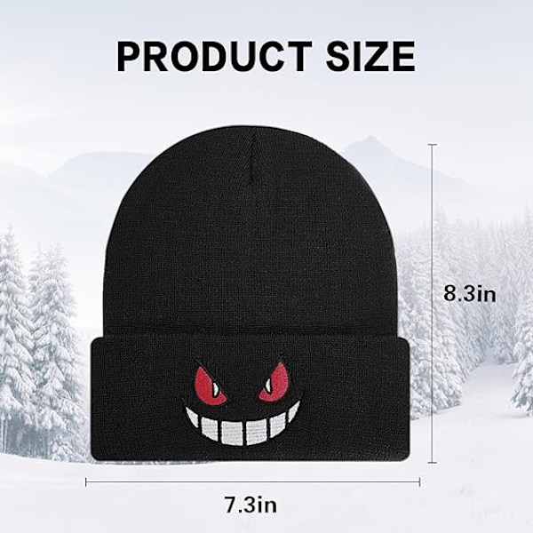 Anime Beanie-mössor för Män Kvinnor Varma Vinter Cuffed Beanie Broderad Stickad Skallehatt