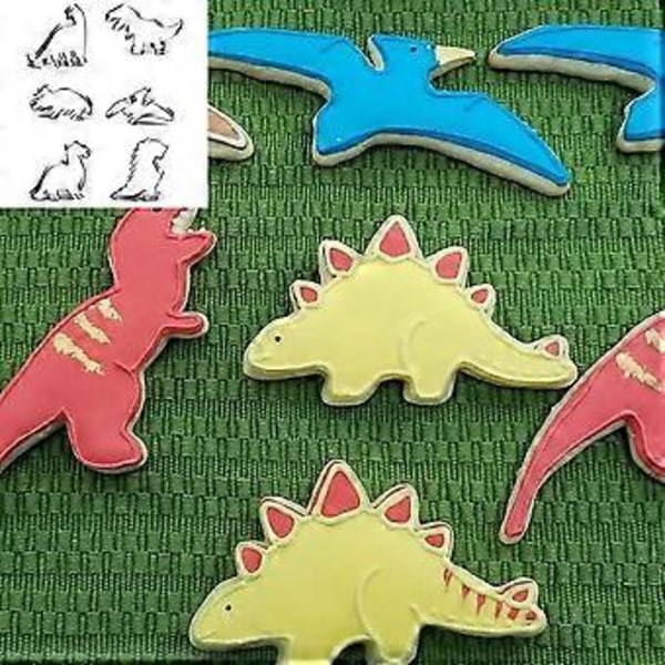 dinosaur kjeksutstikker, fondant kjeksutstikker for barnebaking av kjeks, rustfritt stål kjeksutstikkersett, dinosaur kjeksutstikker