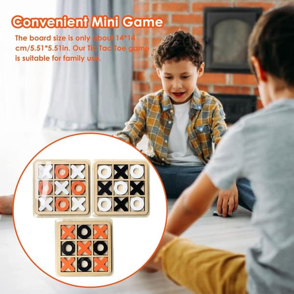 Tic-Tac-Toe Träbräde Spel X O Block Mini Bordsskiva Rustik Woo