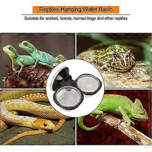 Reptilfoder og Vandskåle Kamgekko Multipurpose Reptilfoder Vandfodringsskål (Dobbelt Skål sort) (sort)