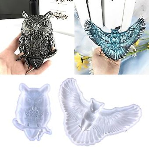 2 st Uggla Form Gjutform Flygande Uggla Hartsform för DIY Hantverk Halsband Örhängen