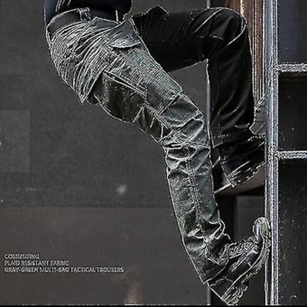 Män's Taktiska Cargo Byxor Swat Byxor Utomhus Sport Vandringsbyxor Multi-fickbyxor Träningsställ Armbyxor-r(XXXL Grå)