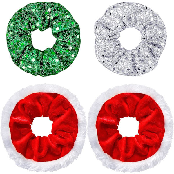 4 stk. jule scrunchie stor størrelse sød elastisk scrunchie hoved