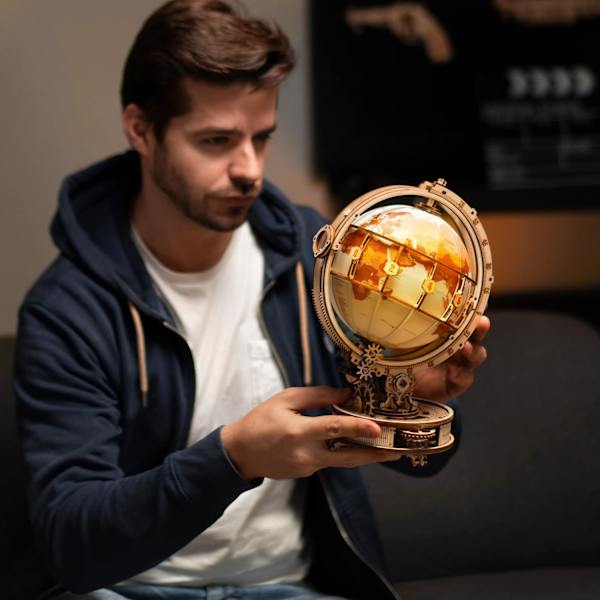 3D-träpussel Luminous Globe för vuxna Trämodell att bygga Mekanisk modell för festival