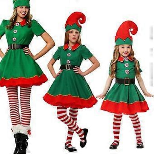 Julalvkostym Julkostym barn vuxen förälder-barn kostym Julcosplay kläder (110 cm flicka)
