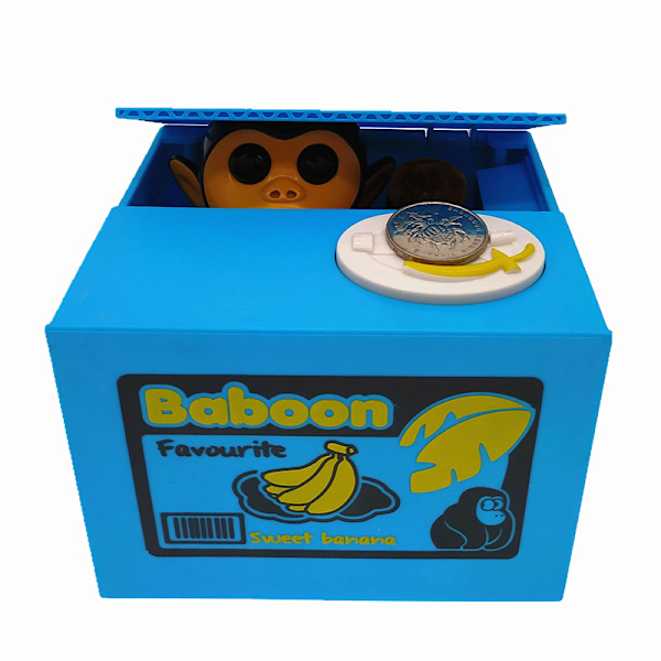Automatisk apa myntbox sparbössa stjäl pengar apa