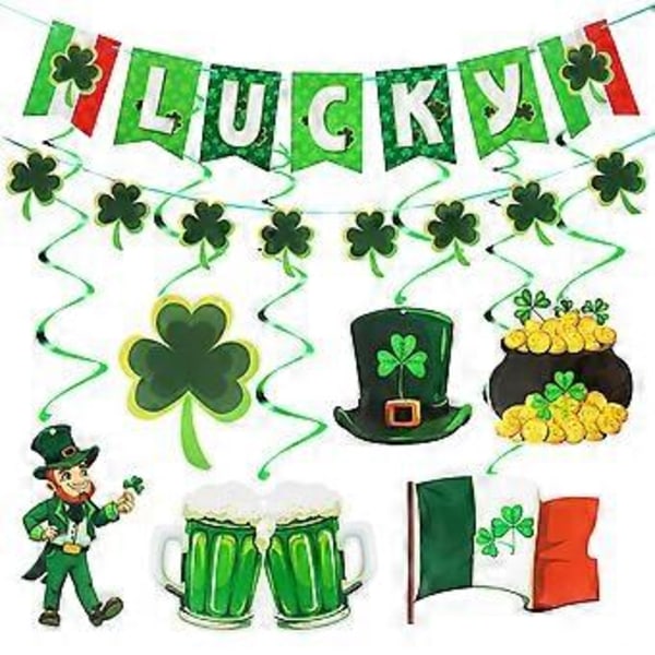 1 Set St Patrick's Day -koristeet St Patrick's -bannerit Shamrock-juhlatarvikkeet St Patrick's Day -koristeet luokkahuoneeseen