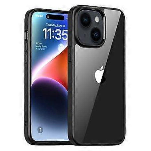 iPhone 15 Plus:lle läpinäkyvä PC-takaosa + TPU-kehys suojakotelo matkapuhelimelle (tyyli A)