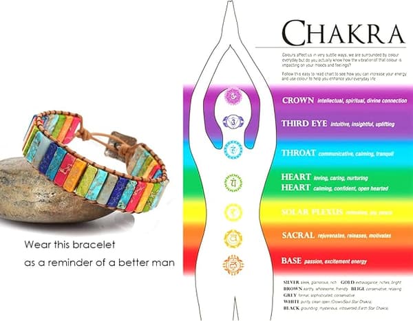 7 Chakra Armbånd til Kvinder Boho Håndlavet Naturlig Jaspis Sten