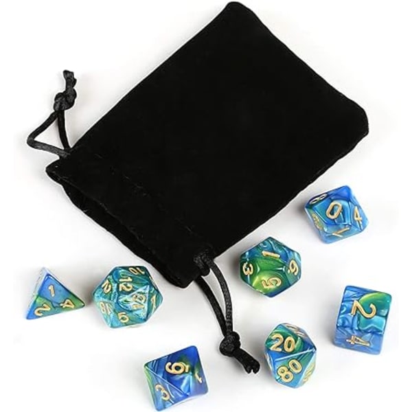 7 polyhedrala tärningar för rollspel Dungeons and Drago