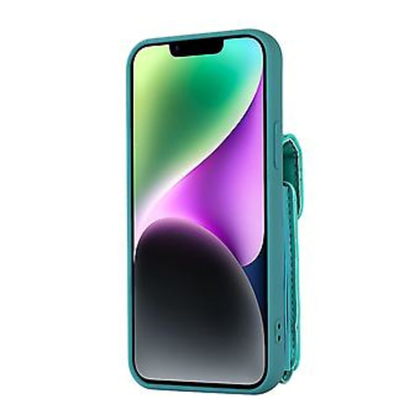 Läderfodral med kortfack för iPhone 14 Plus (Mintgrön)