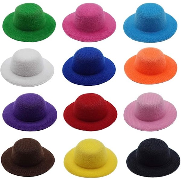 12 Färger Mini Formella Hattar Miniatyrdockhatt Hatt för DIY-hantverk*