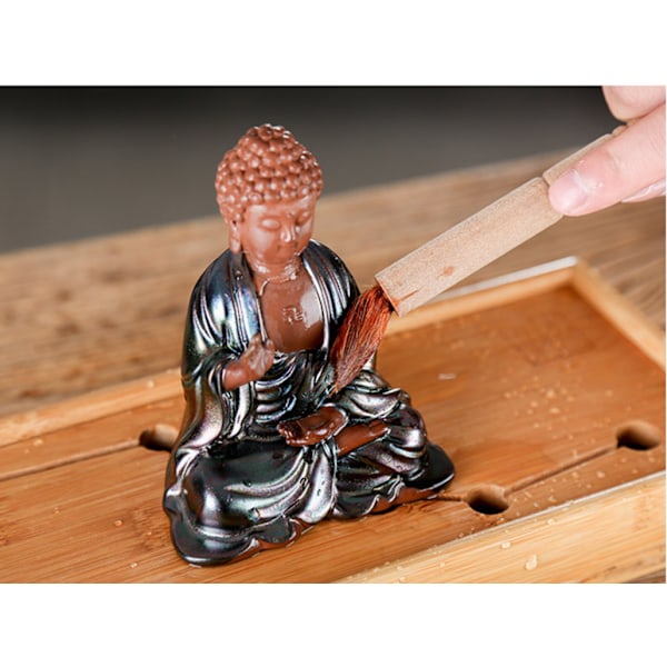 11,5 cm Buddha Figurine Have Solarlys i Haven Siddende Buddha Statue Z