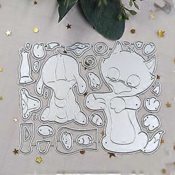 Fox Dog Metal Skæreforme Embossing Skabelon Metal Stenciler Scrapbooking Kort (HQ1087)