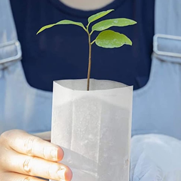 100 stk. 20x22 cm Biologisk nedbrydelige ikke-vævede planteposer Plantepose til frøplanter Planteskolepose til frø