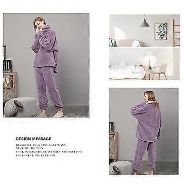 Dam Fluffig Pyjamas Set Nattlinne/YY(2XL Lila)