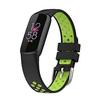 Silikonarmband till Fitbit Luxe (Svart Limegrön)