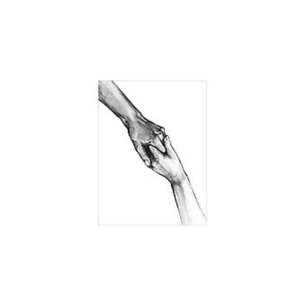 Wekity Hand in Hand och Love Väggkonst Canvas Print Poster, Enkel Mode Svartvit Skisskonst Linjeteckning Dekoration för Hem Vardagsrum Sovrum