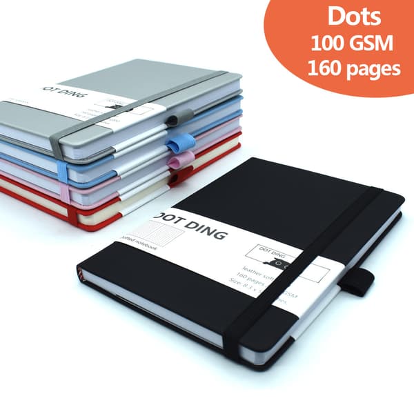 Læder Softcover Business Notesbog, Dot Grid Notesbog 100 GSM - Rød Red