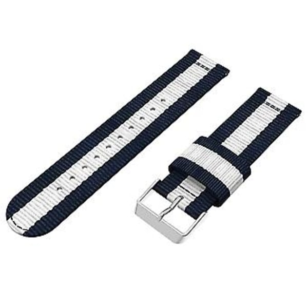 22mm Nylon enkeltringrem for Huawei Watch GT2e GT2 46mm (Marineblå Hvit)