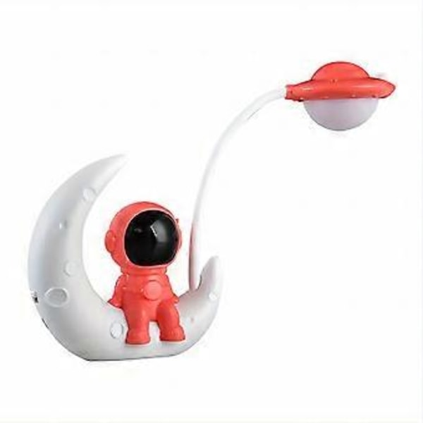 Kreativ læring oppladbar øyebeskyttelse skrivebordslampe astronaut nattlys for barn og studenter (rød)