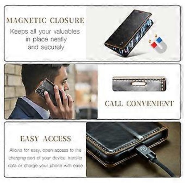Crazy Horse Texture PU-etui for Samsung Galaxy A55 5G (Kaffe)