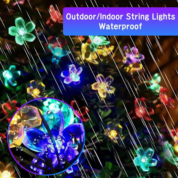 Solcells drivna ljusslingor, 12M 100 LED körsbärsblomma jul