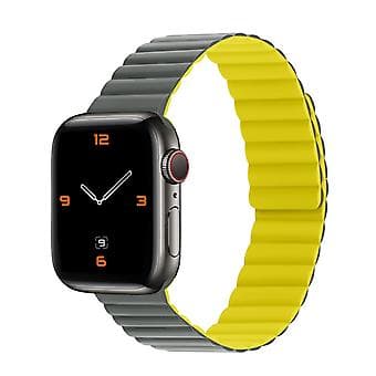 Rem til Apple Watch 7 45mm / 6&SE&5&4 44mm / 3&2&1 42mm (Grå Gul)