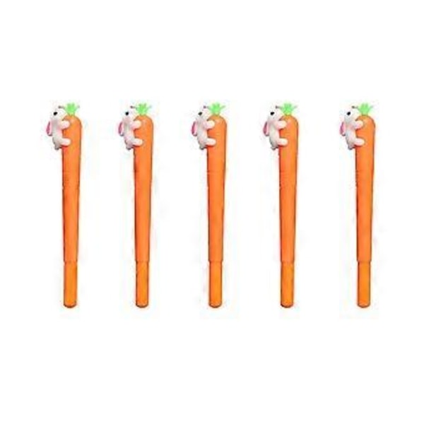 5 STK 0,5 MM Gulerodsformet Sort Blæk Gel Pen Kanin Gel Pen til Skolekontor Studerende